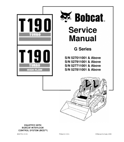 BOBCAT T190 TURBO HIGH FLOW COMPACT TRACK LOADER SERVICE REPAIR MANUAL