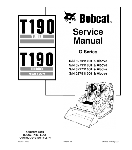 BOBCAT T190 TURBO HIGH FLOW COMPACT TRACK LOADER SERVICE REPAIR MANUAL