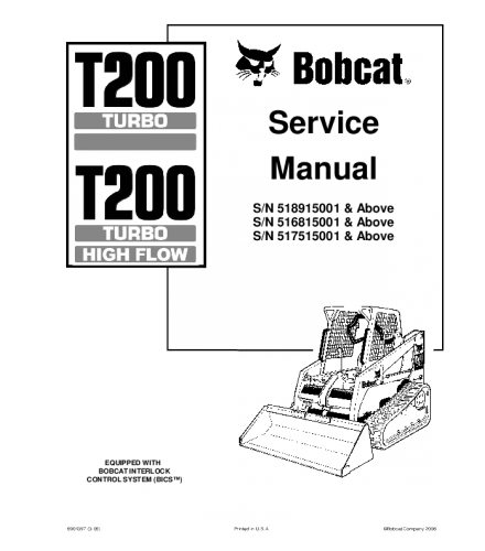 BOBCAT T200 COMPACT TRACK LOADER SERVICE REPAIR MANUAL