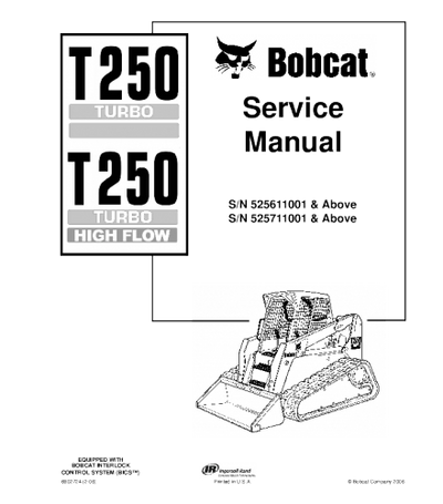 Bobcat T250 Compact Track Loader Service Repair Manual
