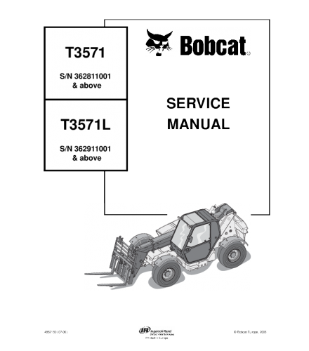 BOBCAT T3571, T3571L TELESCOPIC HANDLER SERVICE REPAIR MANUAL