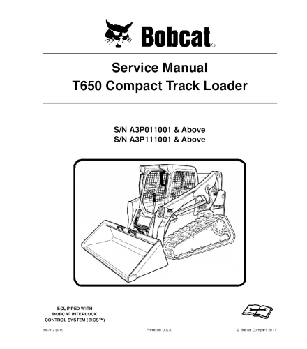 BOBCAT T650 COMPACT TRACK LOADER SERVICE REPAIR MANUAL