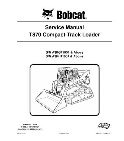 Bobcat T870 Compact Track Loader Service Repair Manual