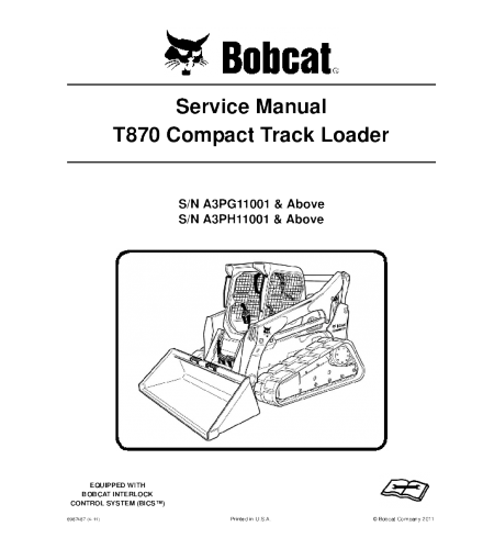 Bobcat T870 Compact Track Loader Service Repair Manual