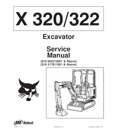 BOBCAT X320, X322 EXCAVATOR SERVICE REPAIR MANUAL