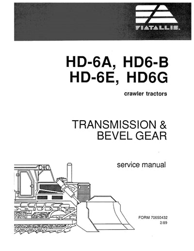 NEW HOLLAND FIAT ALLIS HD-6A HD6-B HD-6E HD6G TRANSMISSION BEVEL GEAR CRAWLER SERVICE REPAIR MANUAL 70650432