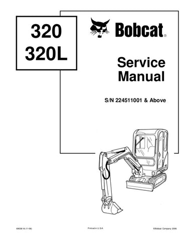 Bobcat 320 ,320L Hydraulic Excavator Service Repair Manual Download