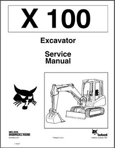 Bobcat X100 Excavator Service Repair Manual Download