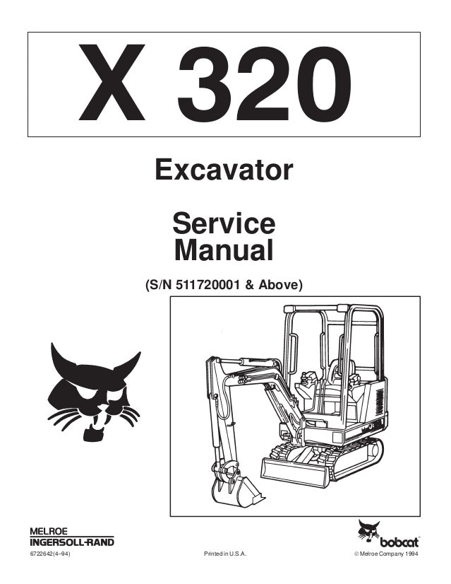 Bobcat X320 Hydraulic Excavator Service Repair Manual Download