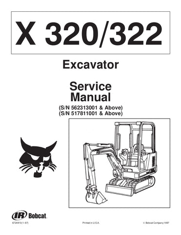 Bobcat X320, X322 Hydraulic Excavator Service Repair Manual Download