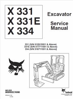 Bobcat X331, X331E, X334 Hydraulic Excavator Service Repair Manual Download