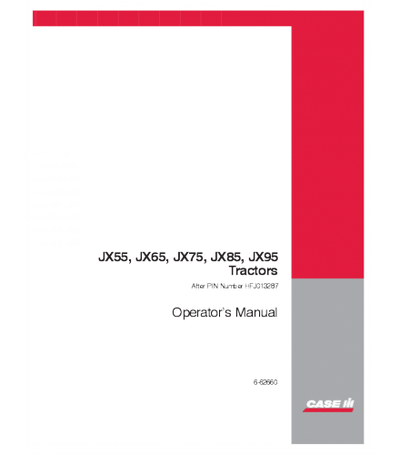 CASE IH JX55 JX65 JX75 JX85 JX95 TRACTOR OPERATOR MANUAL PDF