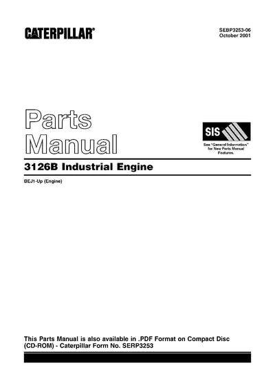 CATERPILLAR 3126B INDUSTRIAL ENGINE PARTS CATALOG MANUAL BEJ00001-UP