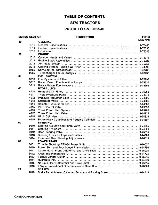 Case 2470 Tractor Service Repair Manual 9-75275