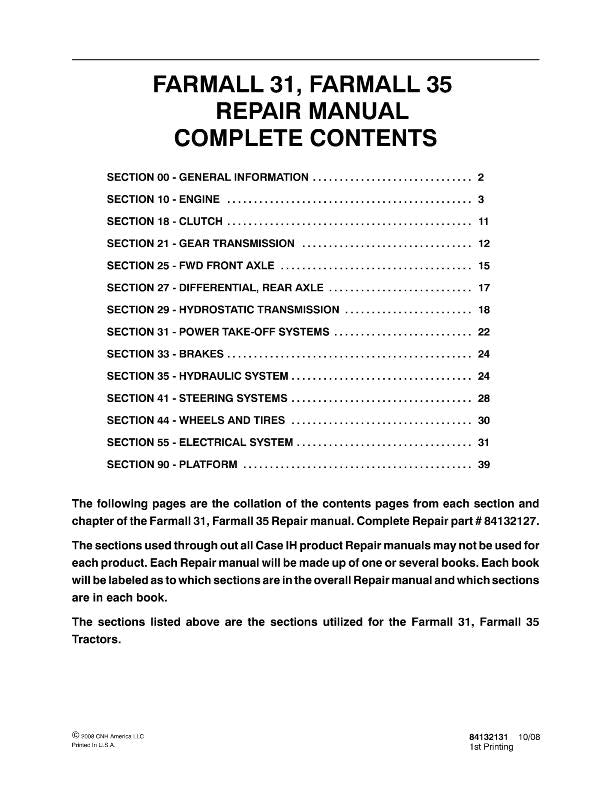 Case Farmall 31 35 Tractor Workshop Service Repair Manual 84132127