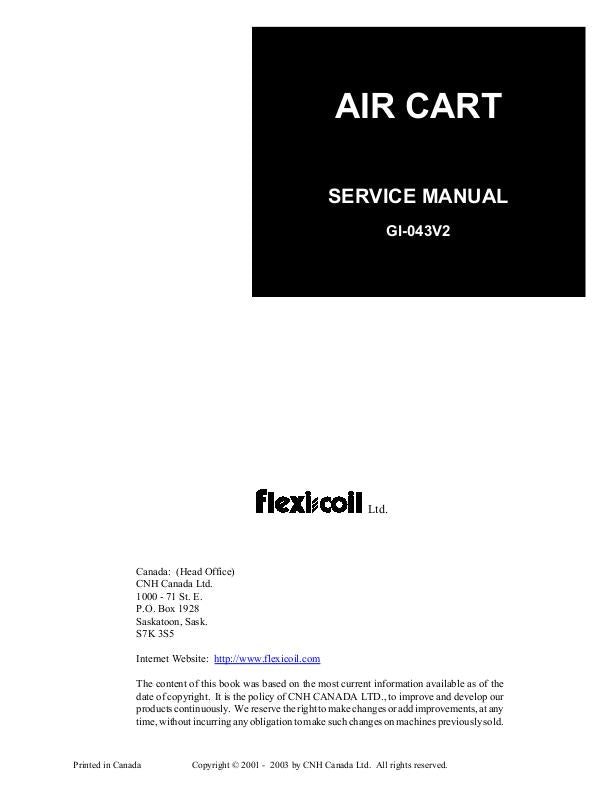 Case Flexicoil 30 Series (1330+) Air Cart Service Repair Manual GI-043V2