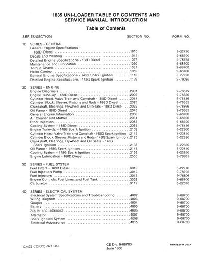 Case IH 1835 Uni-Loader Service Repair Manual 9-68700