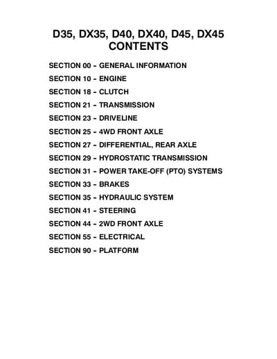 Case IH D35, D40, D45, DX35, DX40, DX45 Tractor Service Repair Manual 86619355