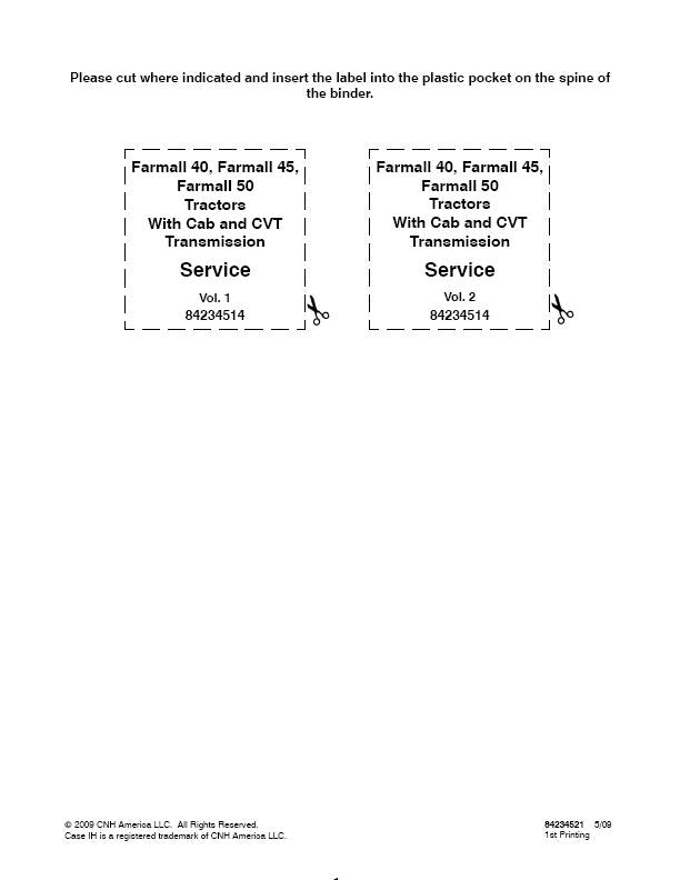 Case IH Farmall 40, 45, 50 CVT Tractor Workshop Service Repair Manual 84234514