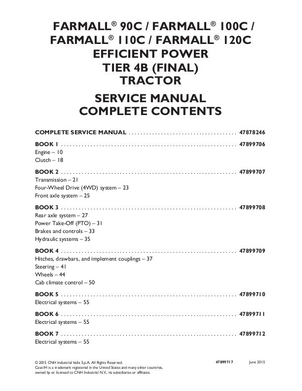 Case IH Farmall 90C 100C 110C 120C Tractor Service Repair Manual 47878246