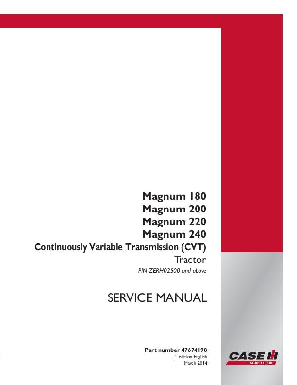 Case IH Magnum 180 200 220 CVT & Powershift Transmission T4B Tractor Service Repair Manual 47674197