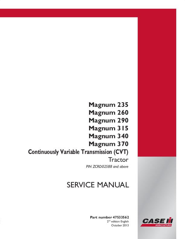 Case IH Magnum 235 260 290 315 340 Tractor - Powershift and CVT Transmissions Service Repair Manual 47613845