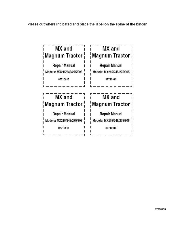 Case IH Magnum and MX215, MX245, MX275, MX305 Series Tractor Service Repair Manual 87710915