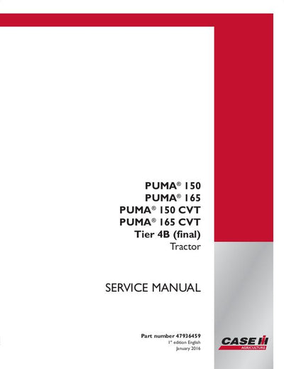 Case IH Puma 150 150 CVT 165 165 CVT Tier 4B (final) tractor Service Repair Manual 47936459
