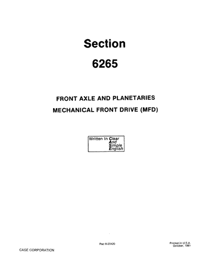 Case IH Section 6265 Mfd Service Repair Manual 8-23420