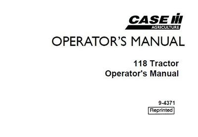 Case IH Tractor 118 Operator’s Manual 9-4371