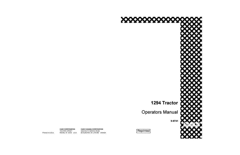 Case IH Tractor 1294 Operator’s Manual 9-9741
