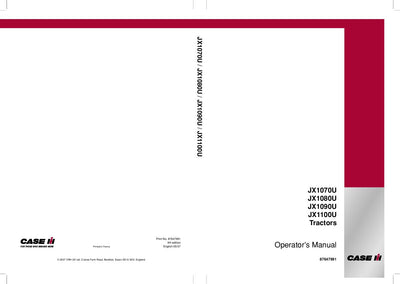 Case IH Tractor JX1070U JX1080U JX1090U JX1100U Operator’s Manual 87647991