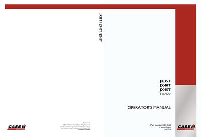 Case IH Tractor JX35T 40T 45T Operator’s Manual 48013363