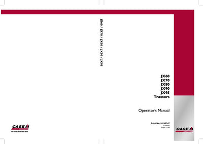 Case IH Tractor JX60 70 80 90 95 Operator’s Manual 84145247