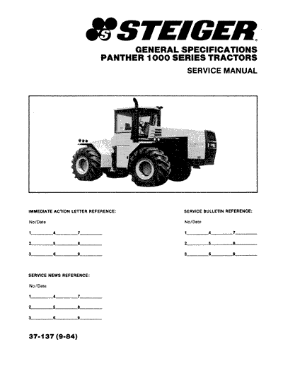Case Steiger Panther 1000 Service Repair Manual 37-137