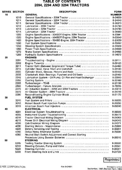 Case 2094, 2294, 3294 Tractor Service Repair Manual PDF