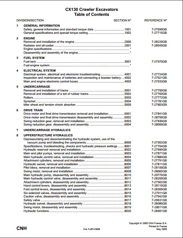 Case CX130 Crawler Excavator Workshop Service Repair Manual