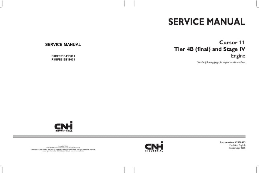 Download Case Cursor 11 Tier 4B (final) and Stage IV Engine Service Repair Manual 47608463