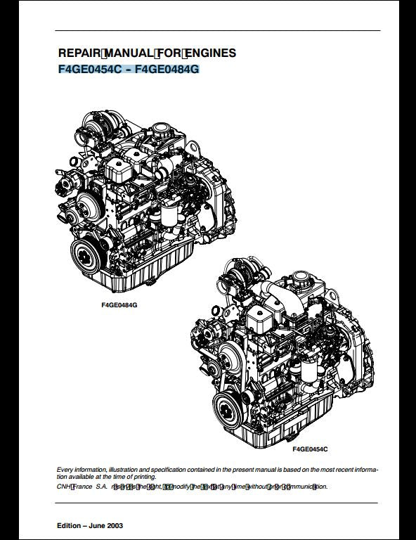 Case F4GE0454C F4GE0484G Engine Workshop Service Repair Manual