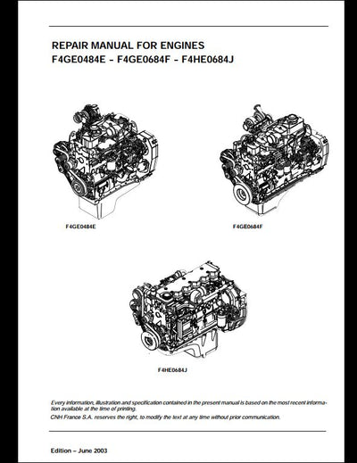 Case F4GE0484E F4GE0684F F4HE0684J Engine Workshop Service Repair Manual