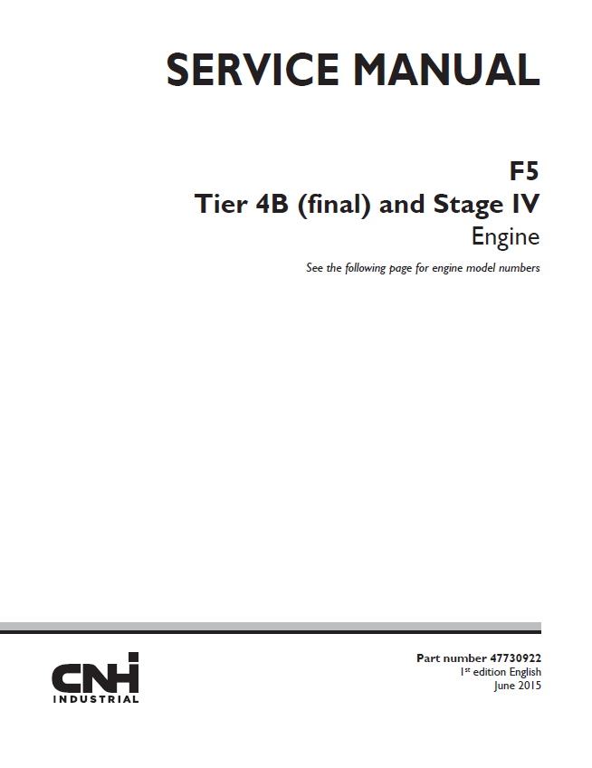 Download Case F5 Tier 4B (final) and Stage IV Engine Workshop Service Repair Manual 47730922