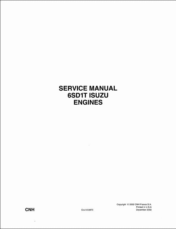 Case ISUZU 6SD1T Engine Workshop Service Repair Manual