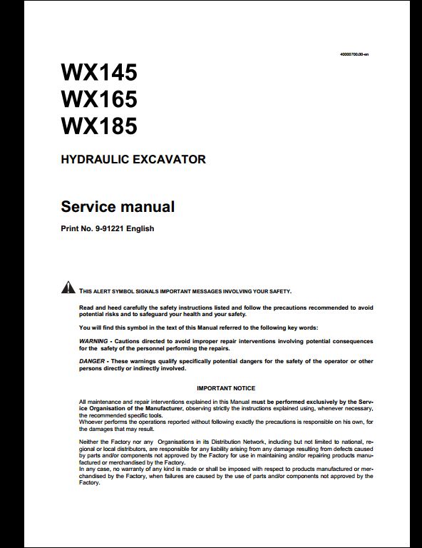 Case WX145 WX16 WX185 Wheeled Excavator Workshop Service Repair Manual