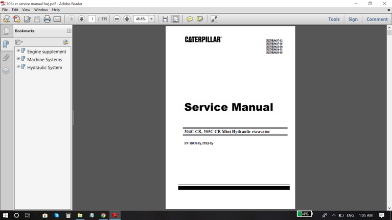 Download Caterpillar Cat 304C CR, 305C CR Mini Excavator Service Repair Manual