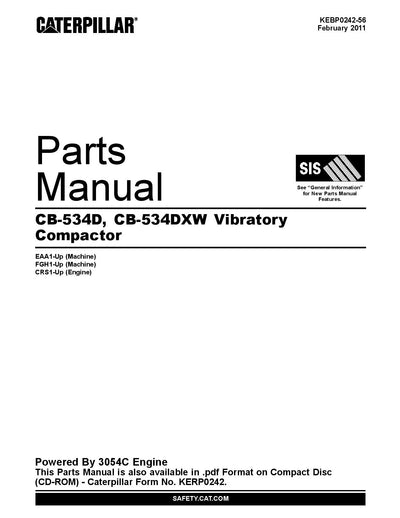 CATERPILLAR CB-534D VIBRATORY COMPACTOR PARTS CATALOG MANUAL FGH1-UP