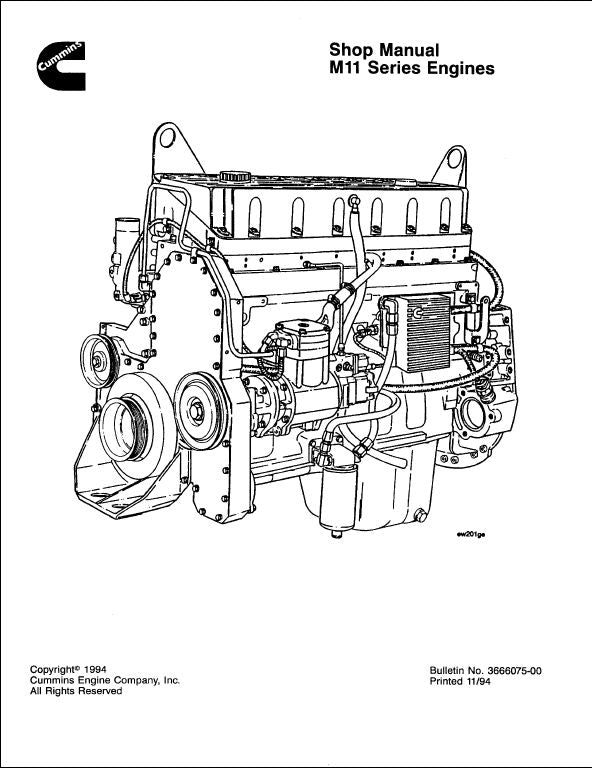 Cummins M11 Series Shop Service Maintenance Manual – Paper Edition (3666075)