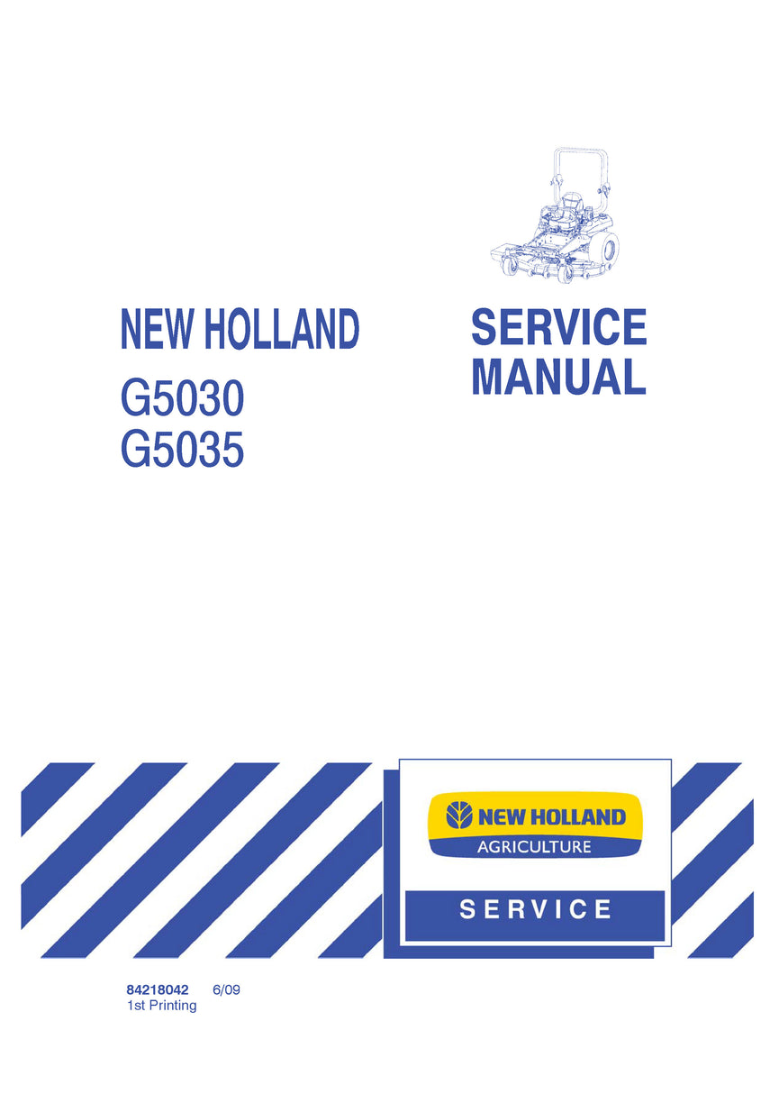 NEW HOLLAND G5030, G5035 ZERO TURN MOWER SERVICE REPAIR MANUAL 84218042