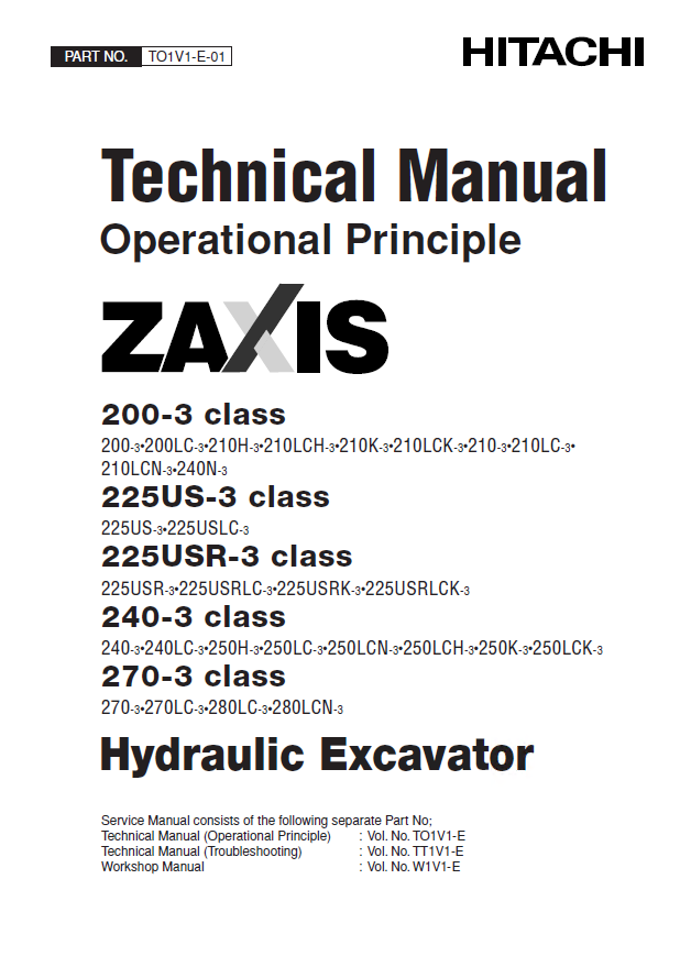 DOWNLOAD NOW HITACHI ZAXIS 200-3, 225US-3, 225USR-3, 240-3, 270-3 CLASS EXCAVATOR FULL COMPLETE SERVICE MANUAL