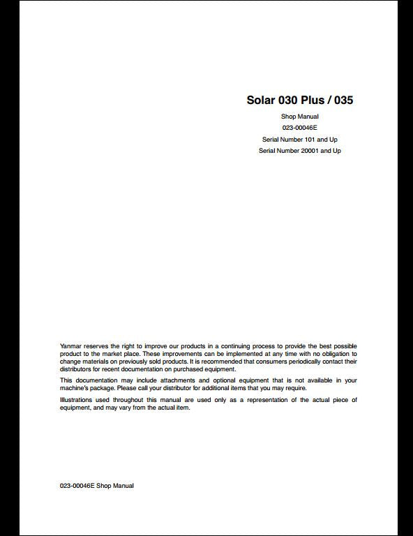 Doosan Solar 030 Plus 035 Crawled Excavator Workshop Service Repair Manual