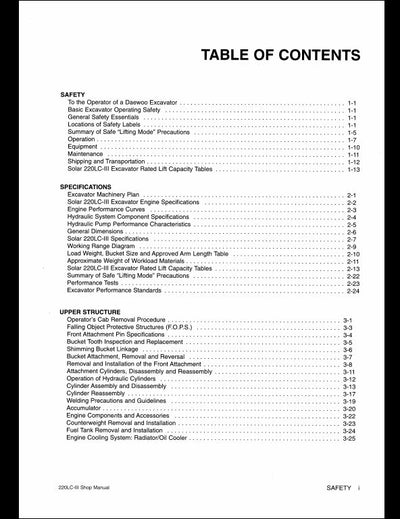 Doosan Solar 220LC-3 Crawled Excavator Workshop Service Repair Manual